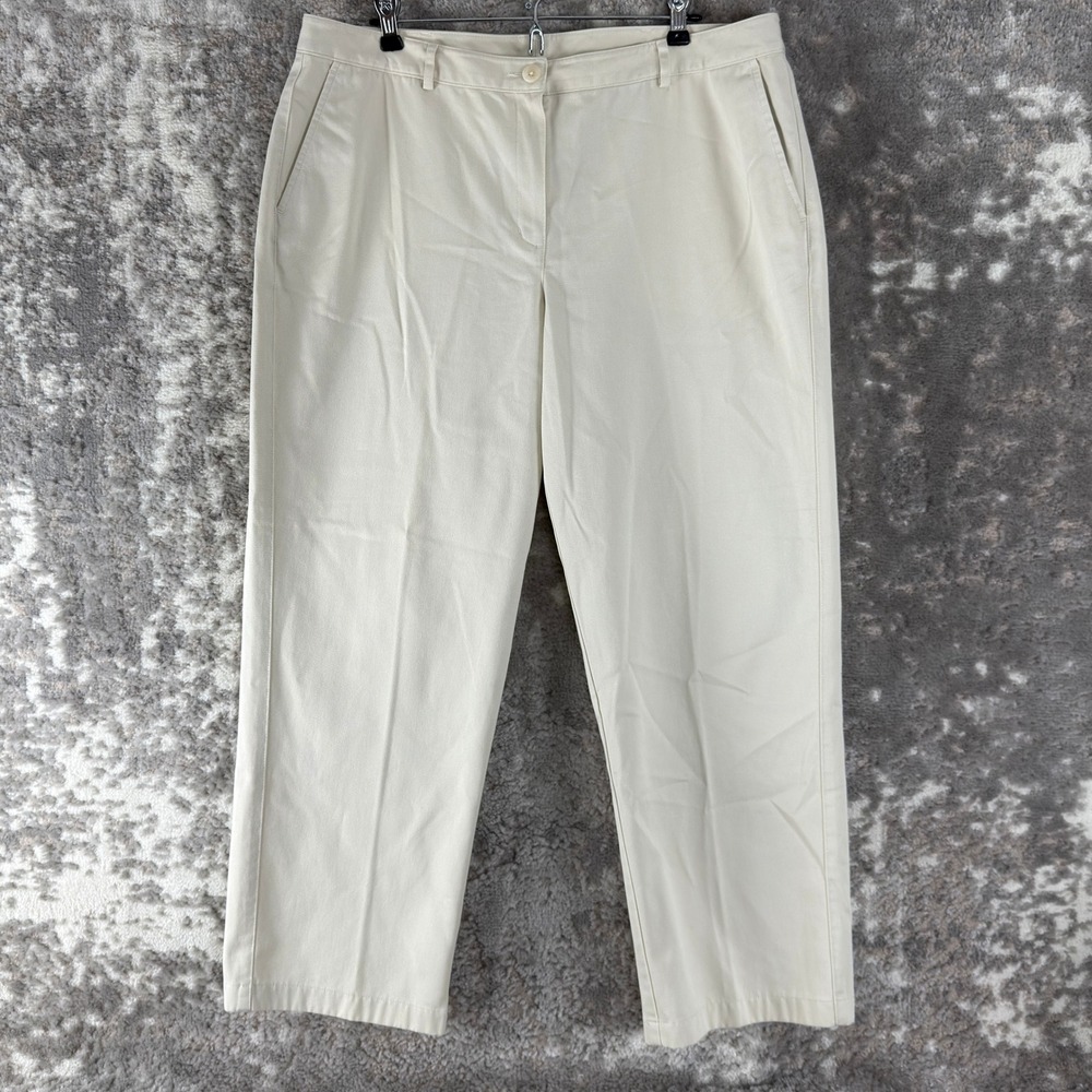 L.L. Bean Petites Size 16p Favorite Fit‎ Chino Casual Trousers Pants Cream Women